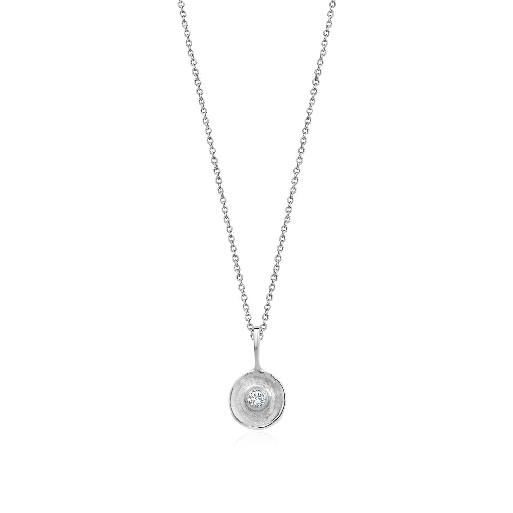 Mini Evil Eye necklace in Sterling Silver and Raw rose cut diamond