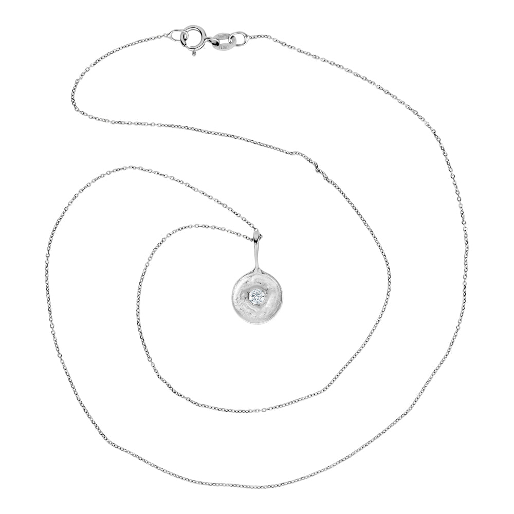 Mini Evil Eye  necklace in Sterling Silver and Raw rose cut diamond