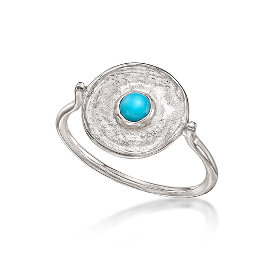 Alexandra evil eye ring in sterling silver and Sleeping beauty turquoise