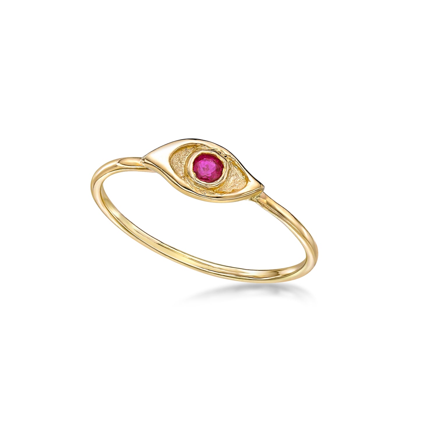 Mati petite yellow gold ring with ruby