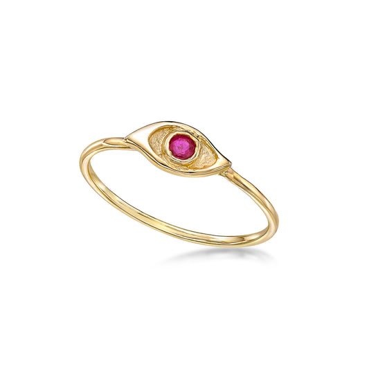 Mati petite yellow gold ring with ruby