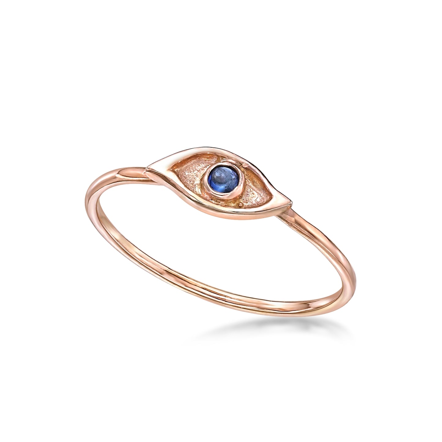 Mati petite rose gold ring with blue sapphire