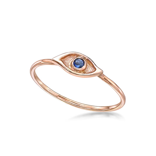 Mati petite rose gold ring with blue sapphire