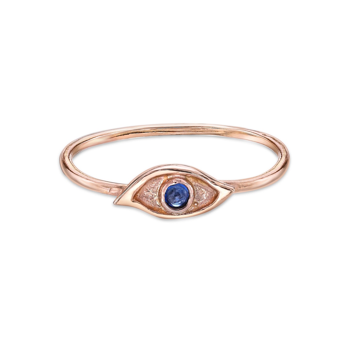 Mati petite rose gold ring with blue sapphire