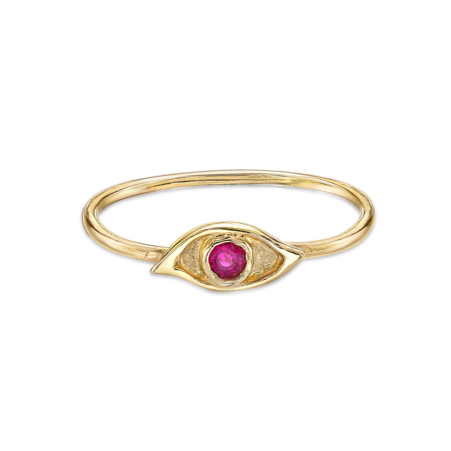 Mati petite yellow gold ring with ruby